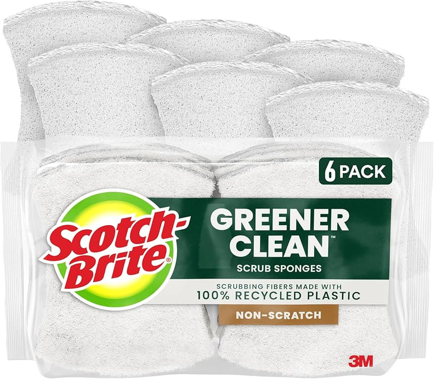 Scotch-Brite Greener Clean Non-Scratch Scrub Sponge, 6 Nonscratch Kitchen Sponges for Cleaning Ar... | Amazon (US)