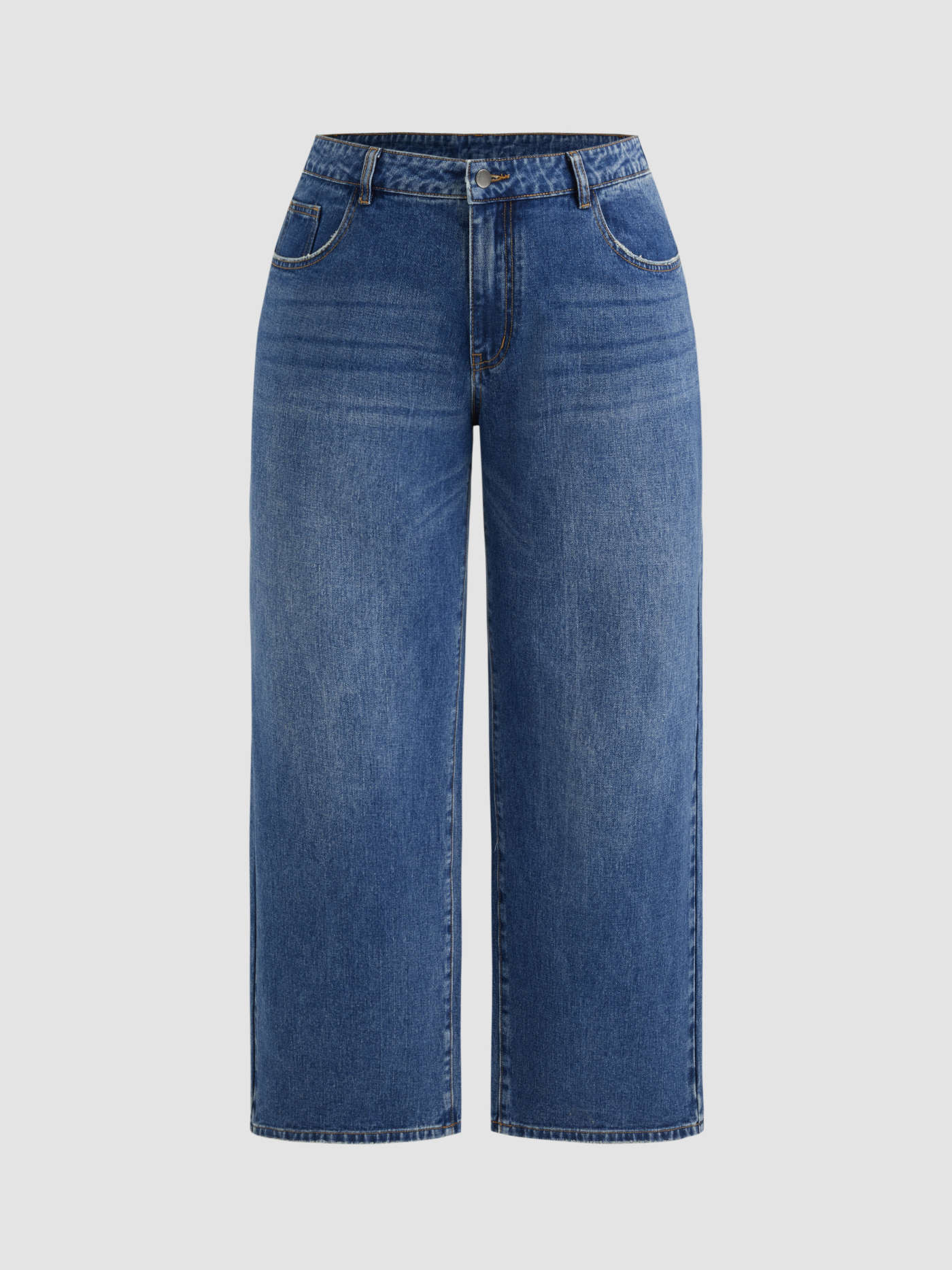 Denim Mid-Rise Straight Leg Curve & Plus For Daily Casual | Cider