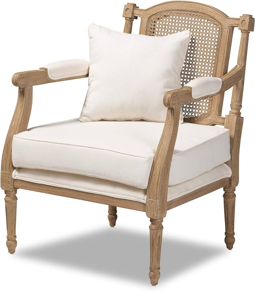 Baxton Studio Chairs, One Size, Ivory/Oak | Amazon (US)