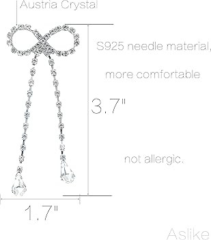 Pendant Earrings Silver Dangle Earrings Women's Rhinestone Earrings Lightweight Ear Studs Crystal... | Amazon (US)