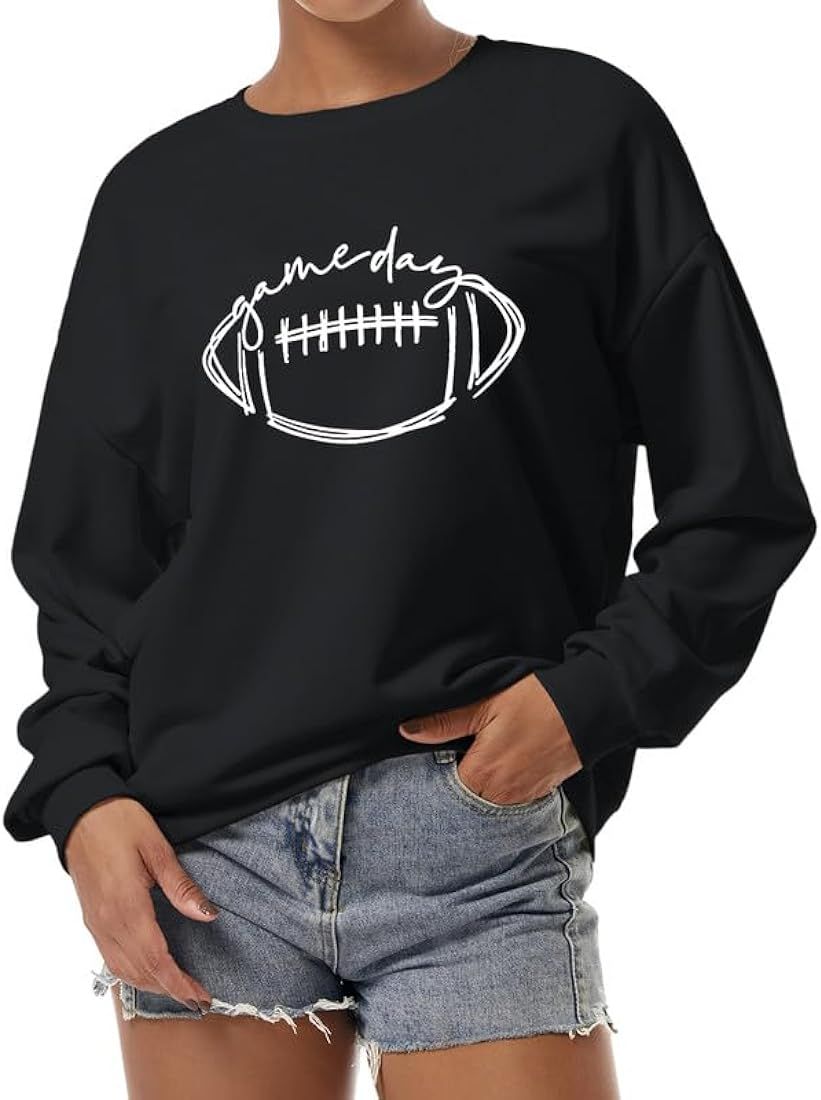 Wrenpies Game Day Sweatshirt Football Graphic Long Sleeve Shirts for Women Loose Fit Crewneck Cas... | Amazon (US)