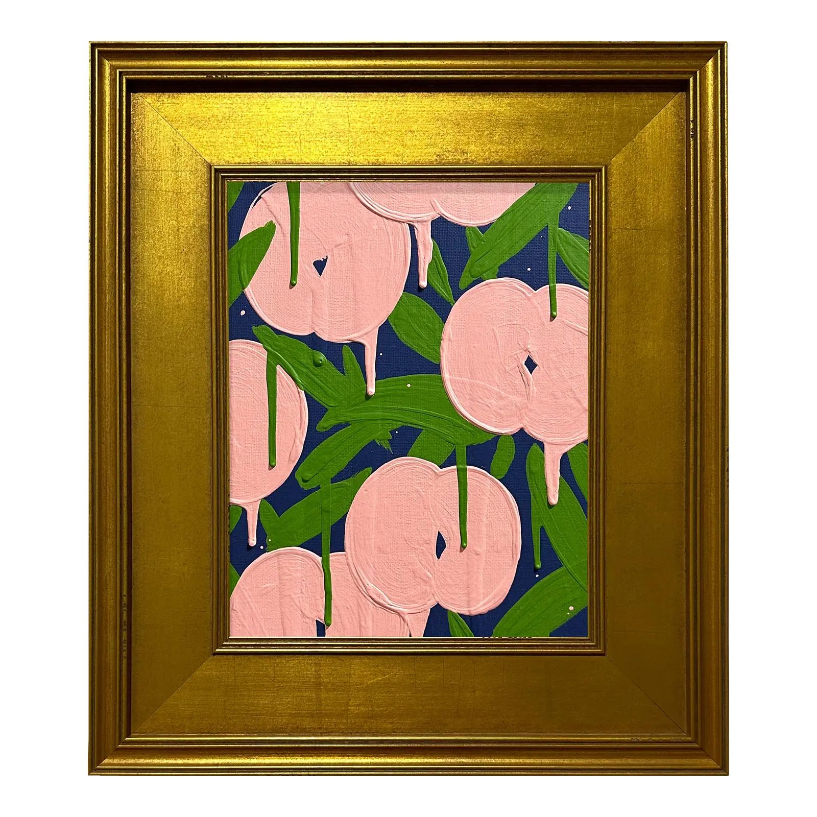 Ron Giusti Mini Orchid Navy Blush Acrylic Painting | Chairish