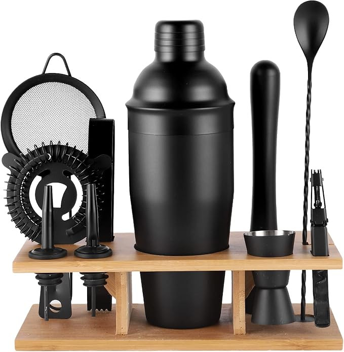 JNWINOG 11Pcs-Cocktail Shaker Set Black Bartending Kit 25oz Cocktail Bar Set Cocktail Mix Drink M... | Amazon (US)