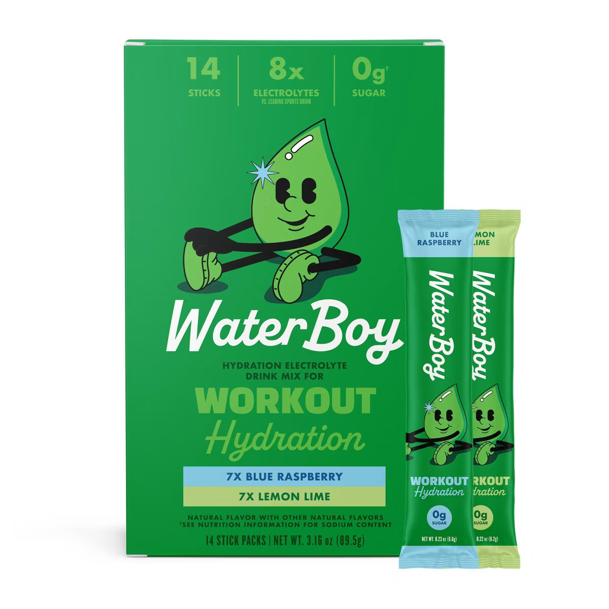 Waterboy Workout Hydration Sports Drink Variety Pack - Blue Raspberry + Lemon Lime - 3.16oz/14ct | Target