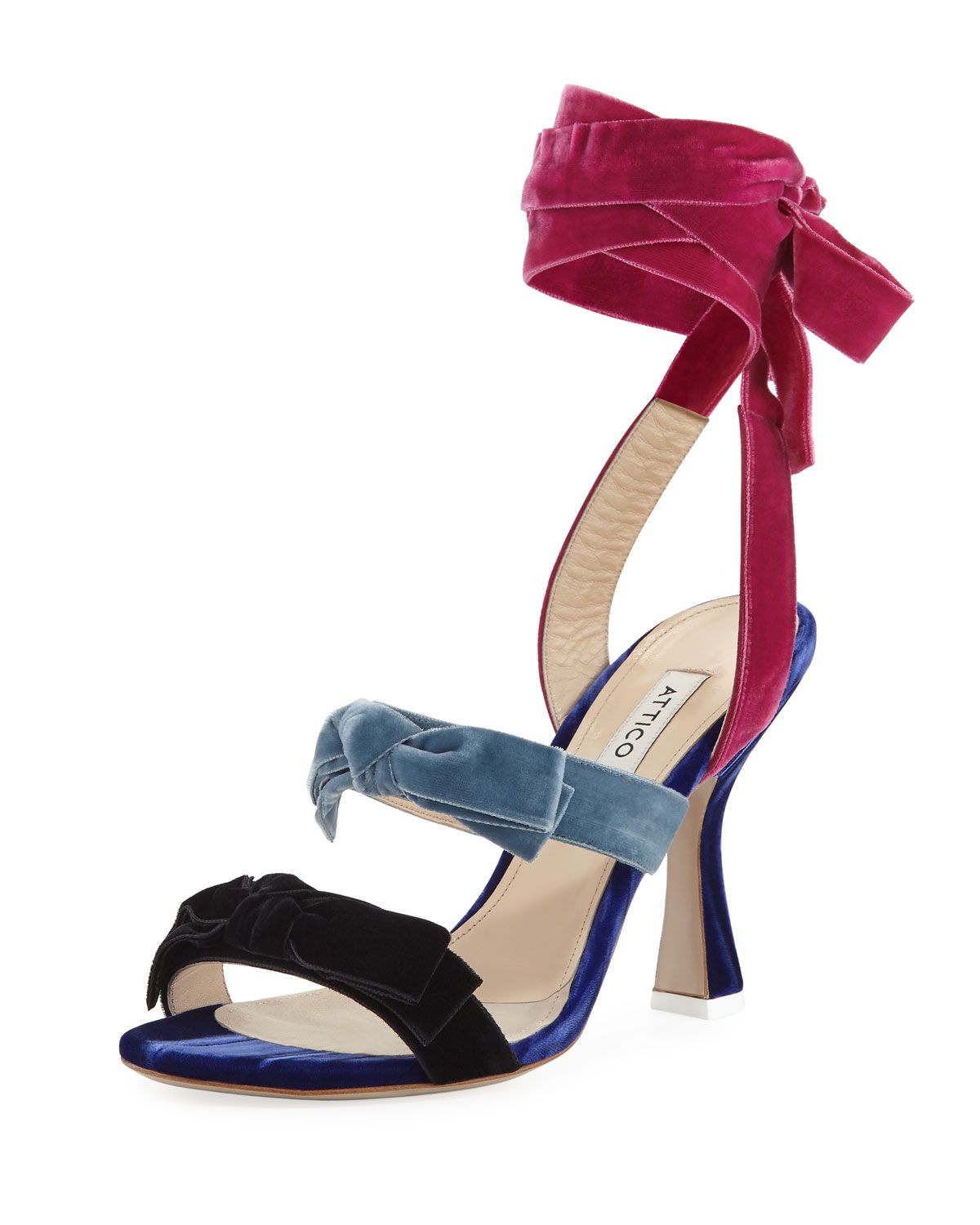 Colorblock Velvet Ankle-Wrap Sandal | Bergdorf Goodman