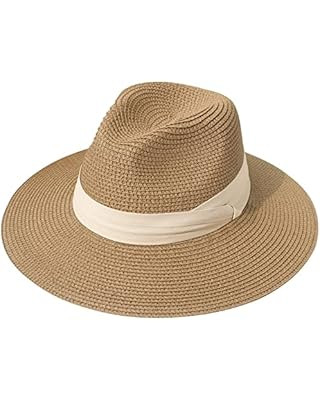FURTALK Womens Mens Wide Brim Straw Panama Hat Fedora Summer Beach Sun Hat UPF Straw Hat for Wome... | Amazon (US)