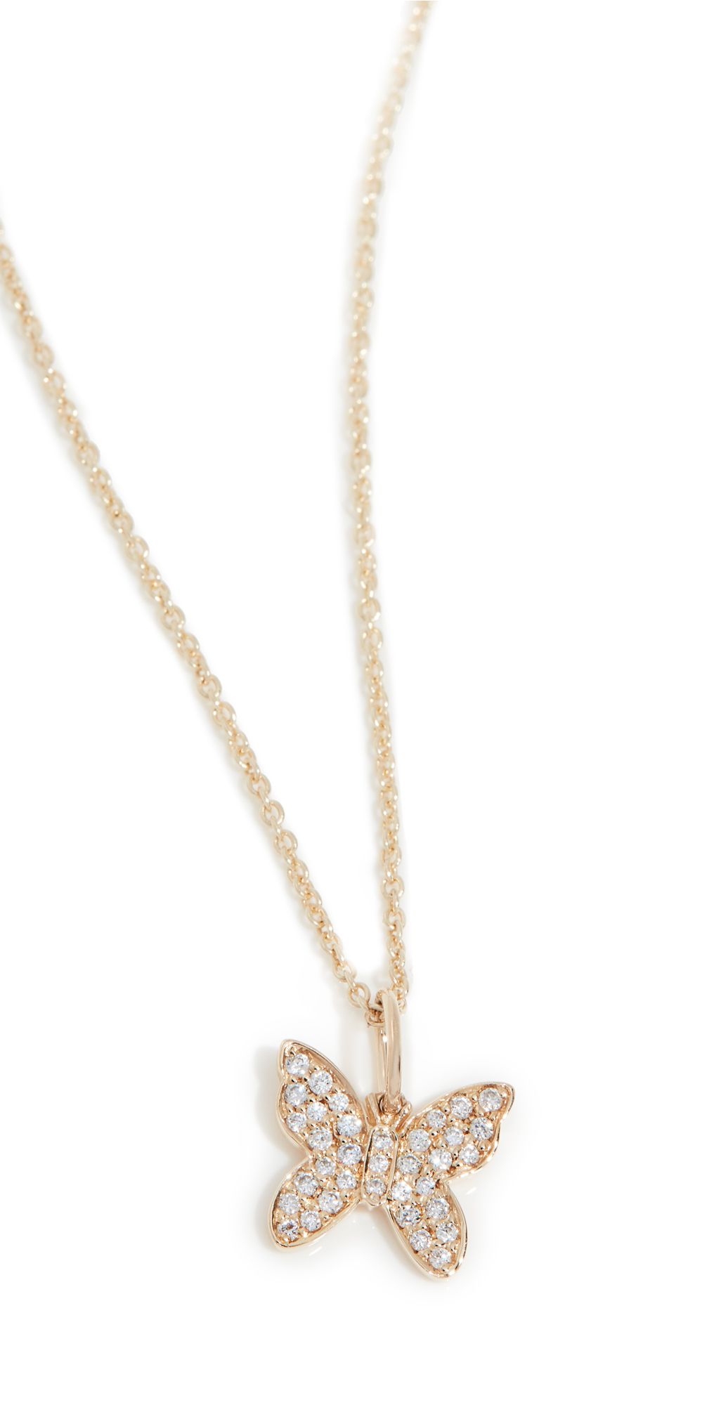 Sydney Evan Mini Pave Butterfly Charm Necklace | Shopbop