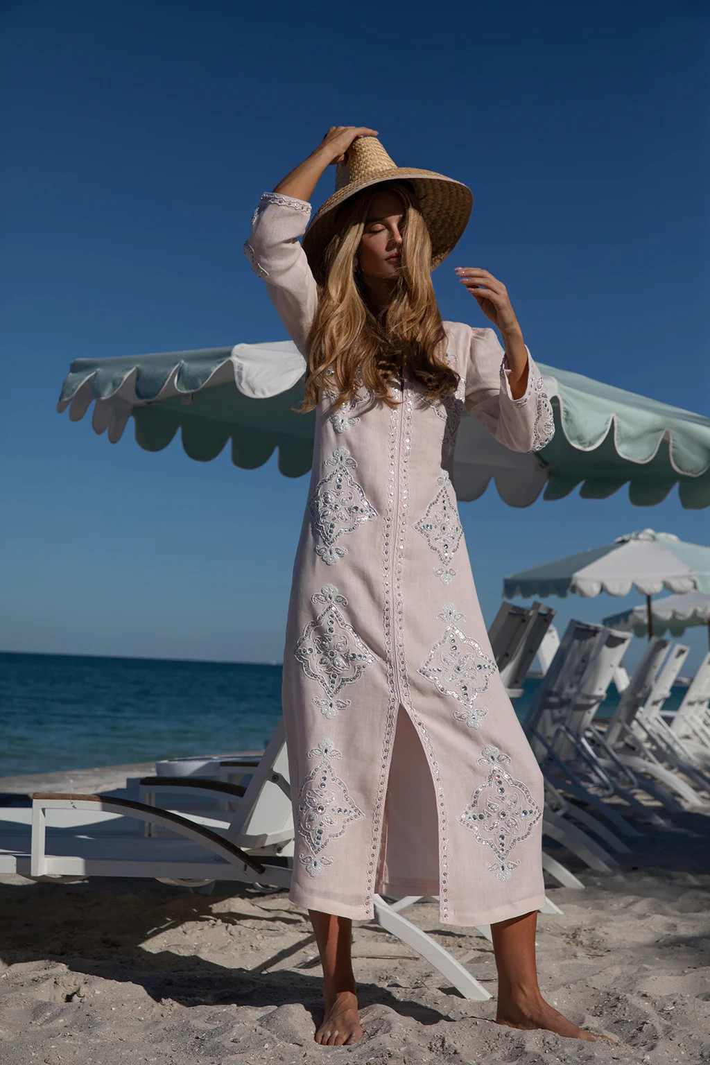 Petal Pink Beaded Clara Kaftan | ASHA by ADM