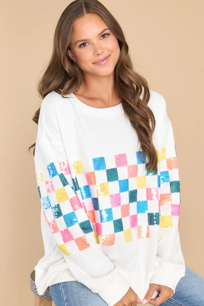 We Danced Anyway White Multi Print Top | Red Dress 