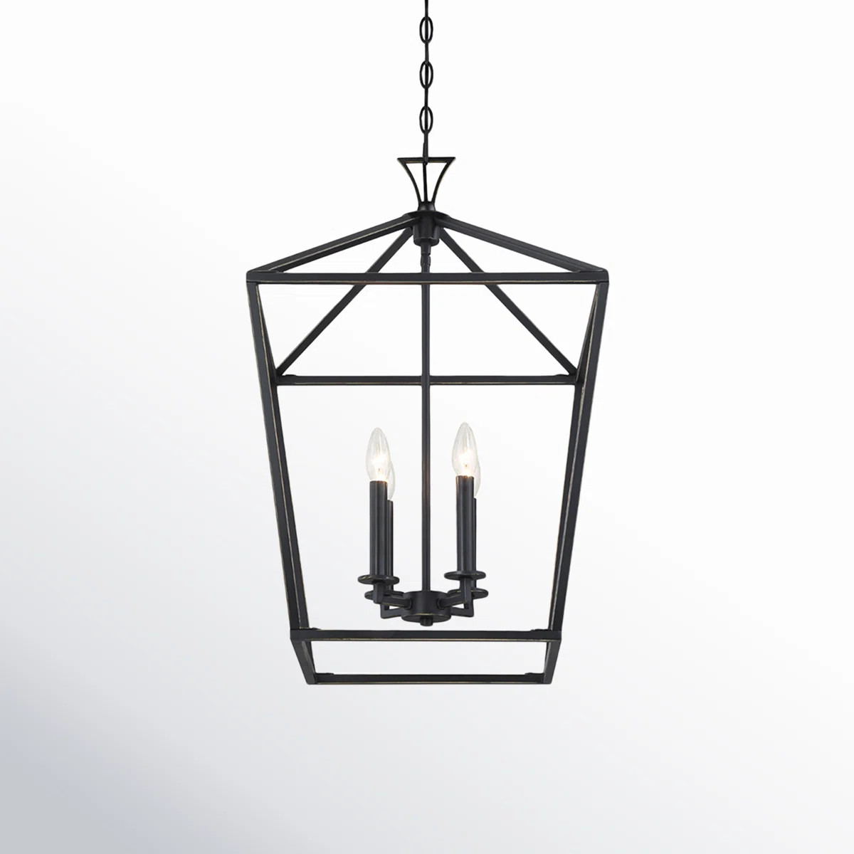 Hastings 4 - Light Lantern Geometric Chandelier in Classic Bronze | Wayfair North America