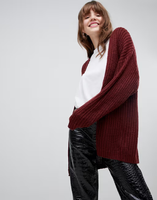 ASOS DESIGN oversize cardigan in chunky rib with buttons | ASOS UK