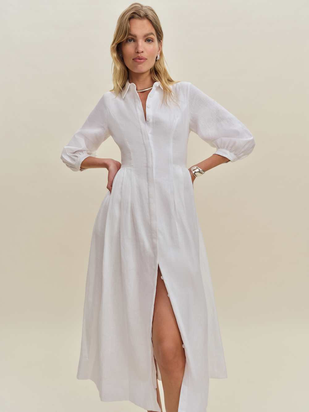 Tara Linen Dress - Long Sleeve  | Reformation | Reformation (Global)