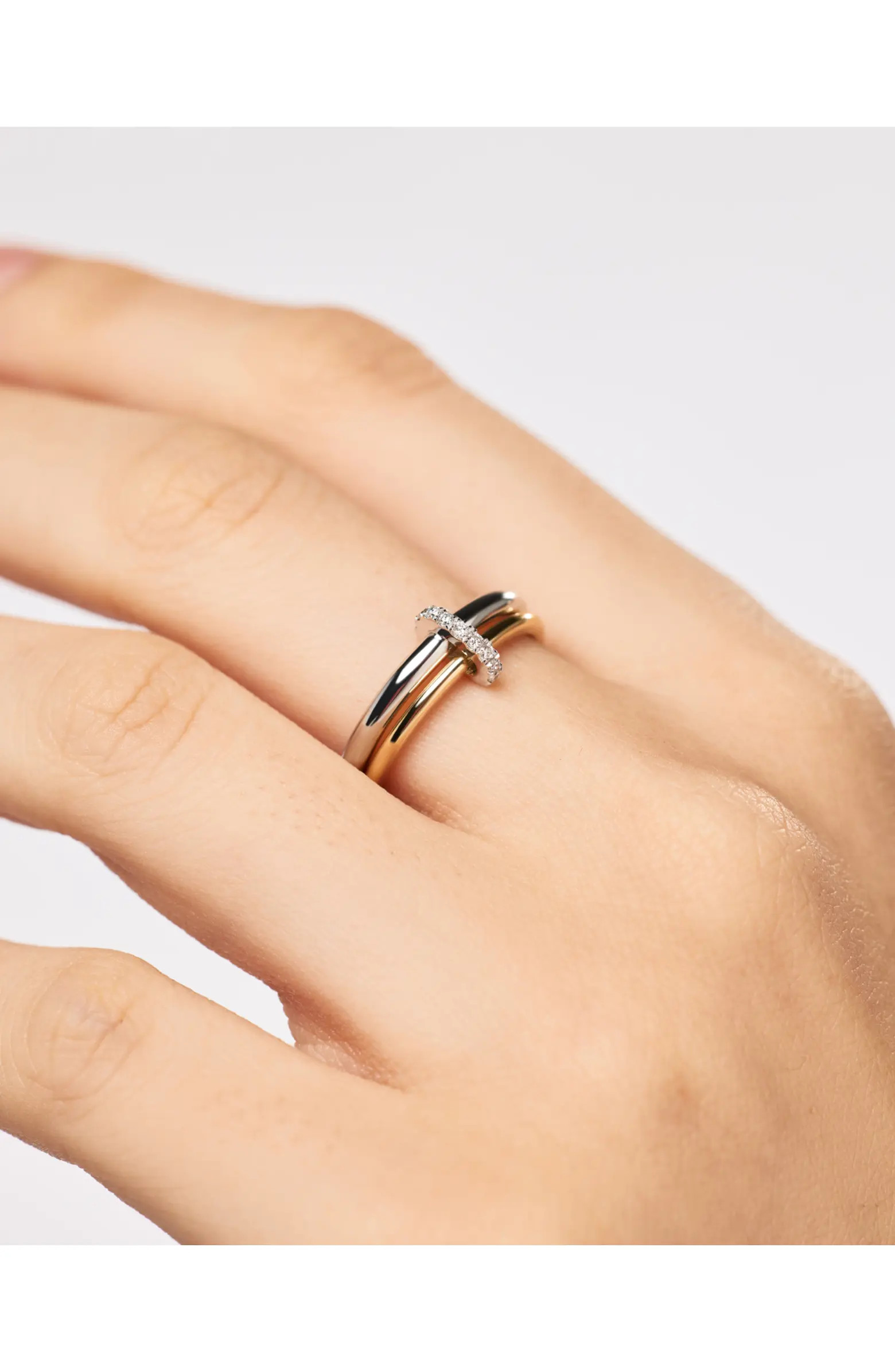 Solid Yellow Gold - Two Tone Diamond Link Ring | Nordstrom