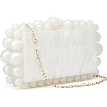 HIYOLALA Acrylic Evening Clutch Bag for Women Marble Handbag Pearl Clutch Purses for Formal Weddi... | Amazon (US)