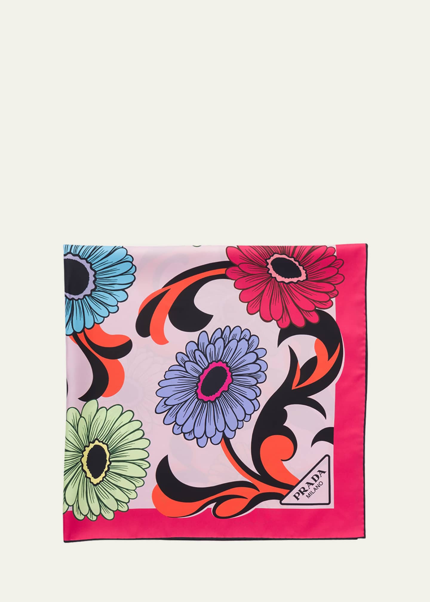 Prada Flower-Print Silk Scarf | Bergdorf Goodman