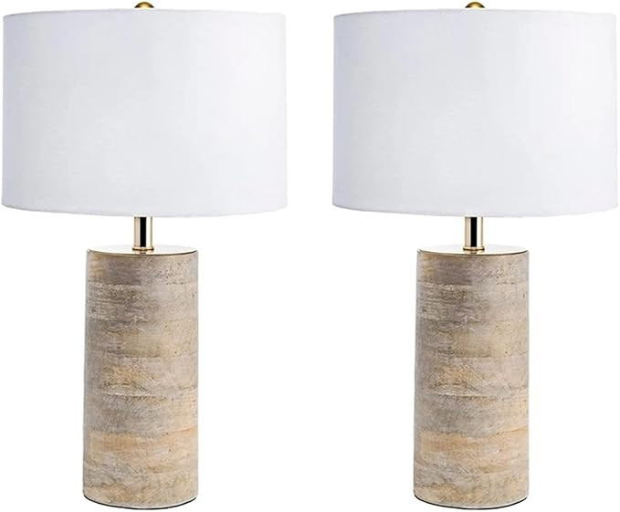 Desk lamps Table Lamp Wood Nightstand Lamp with Fabric Shade Bedside Desk Lamps for Living Room F... | Amazon (UK)