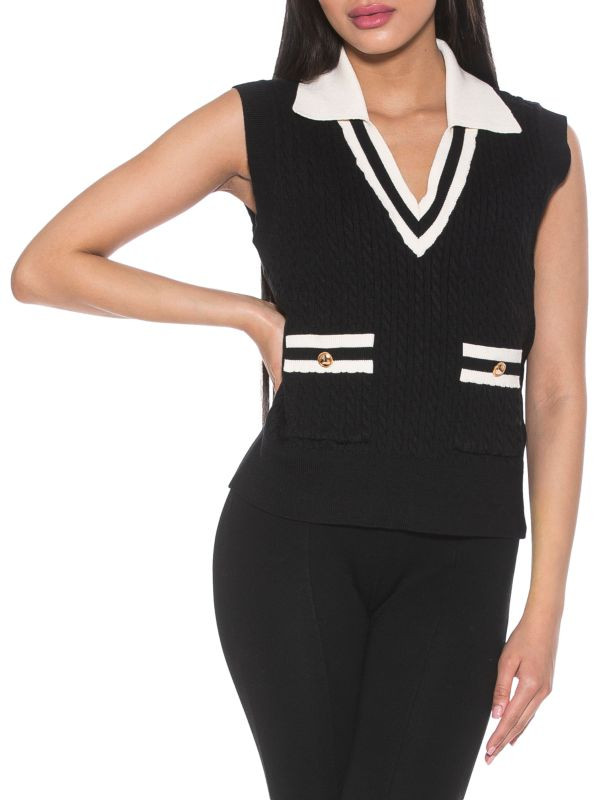 Alexia Admor Michelle Cable Knit Vest on SALE | Saks OFF 5TH | Saks Fifth Avenue OFF 5TH