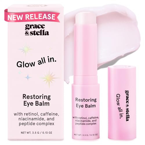 grace & stella Under Eye Brightener Balm Stick - Retinol & Caffeine Eye Cream with for Dark Circles, Puffiness, Wrinkles - Instantly Hydrate and Brighten Undereye Area - Vegan Skincare (0.13oz / 3.5g) | Amazon (US)