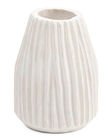 8in Wooden Ridged Vase | TJ Maxx