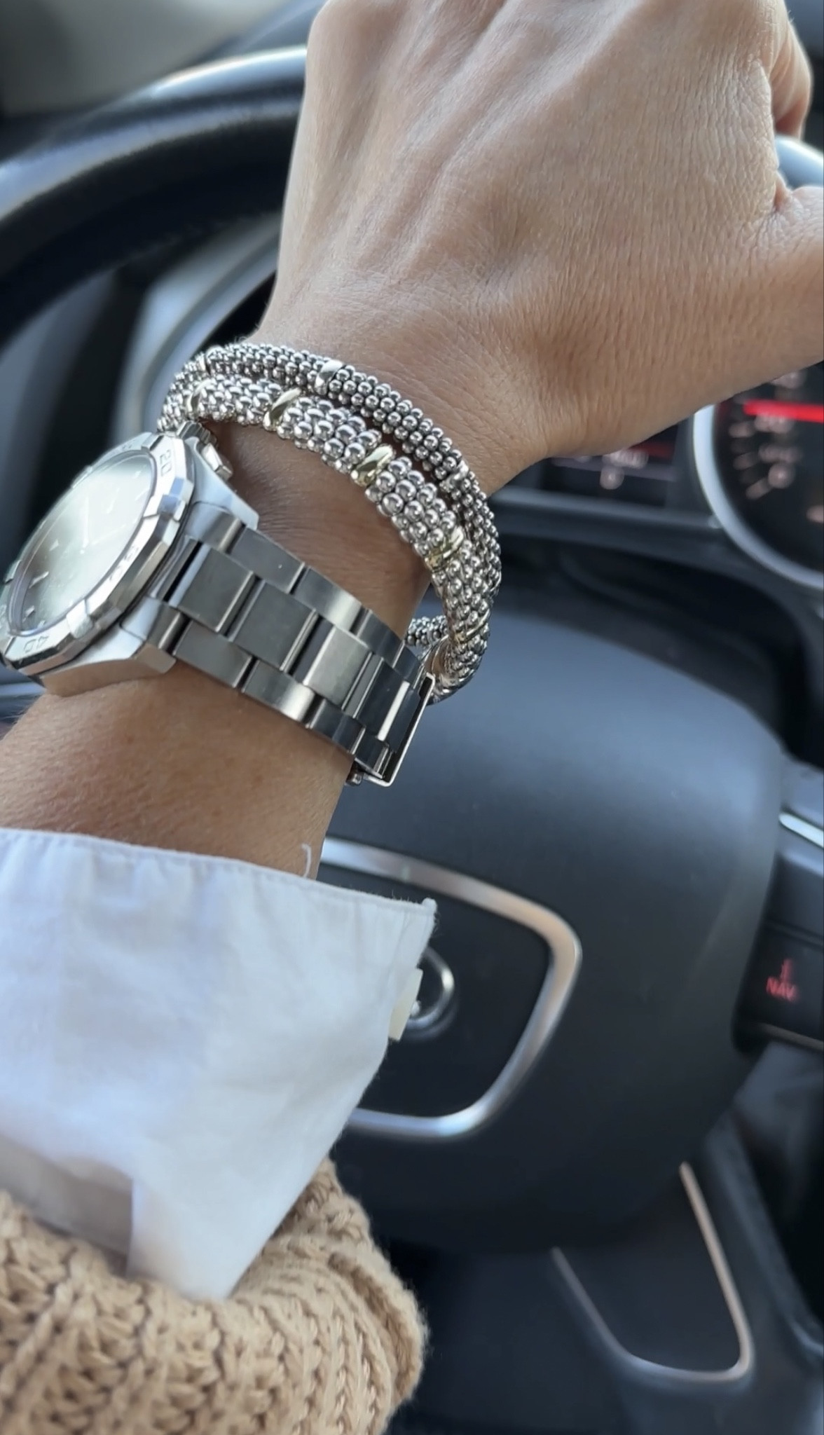 My jewelry stack of bracelets 
I wear them everyday (pretty much) 
 Swipe to see second photo 

David yurman, Lagos, 

#LTKparties #LTKover40 #LTKstyletip
