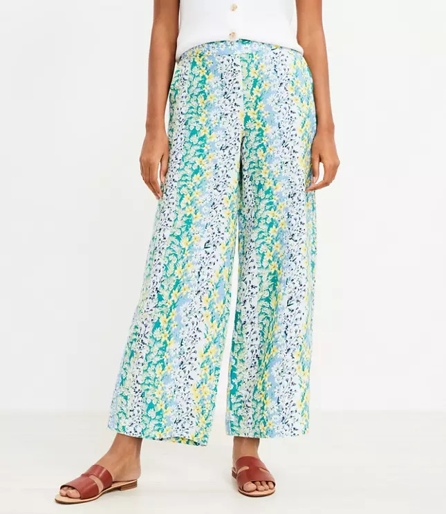 Fluid Wide Leg Crop Pants in Floral | LOFT
