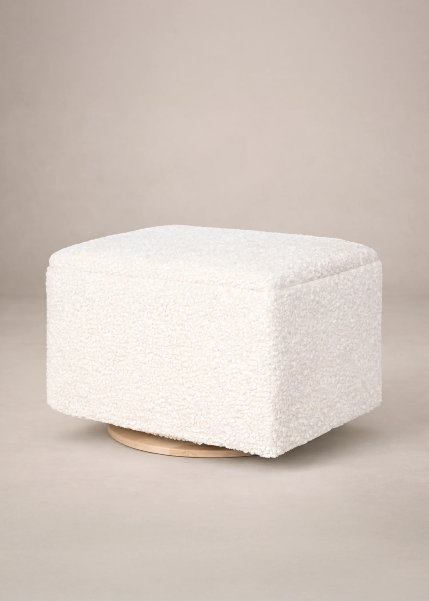 Small Stationary Rectangle Ottoman With Wood Base | Oilo Studio