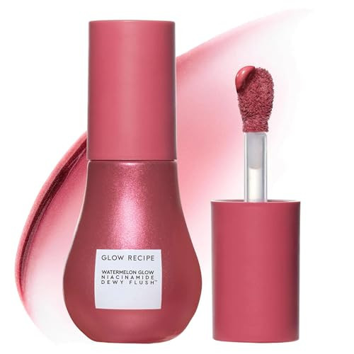 Glow Recipe Niacinamide Dewy Flush Tinted Liquid Blush Serum - Glowy Blush for Cheeks to Smooth, Hydrate & Brighten - Liquid Korean Makeup with Buildable, Warm Berry Plum Tint - Berry Flush (0.4 oz) | Amazon (US)