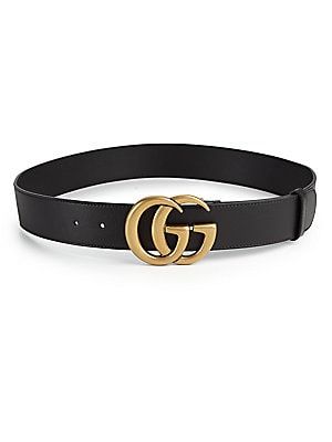 Leather Belt with Double G Buckle | Saks Fifth Avenue