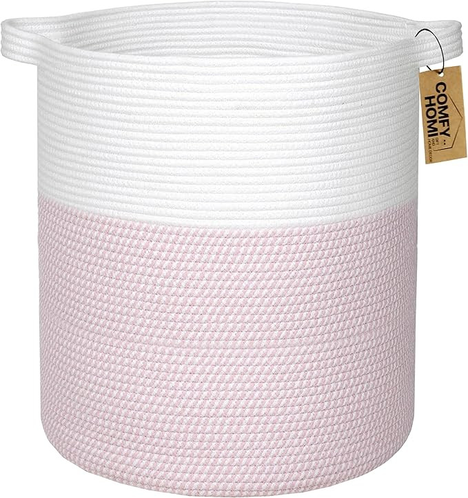 COMFY-HOMI XXL Large Laundry Basket with Handles Blanket Baskets Living Room|Woven Cotton Rope De... | Amazon (US)