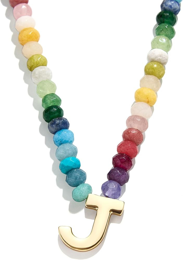 Semi-Precious Block Initial Necklace | Amazon (US)