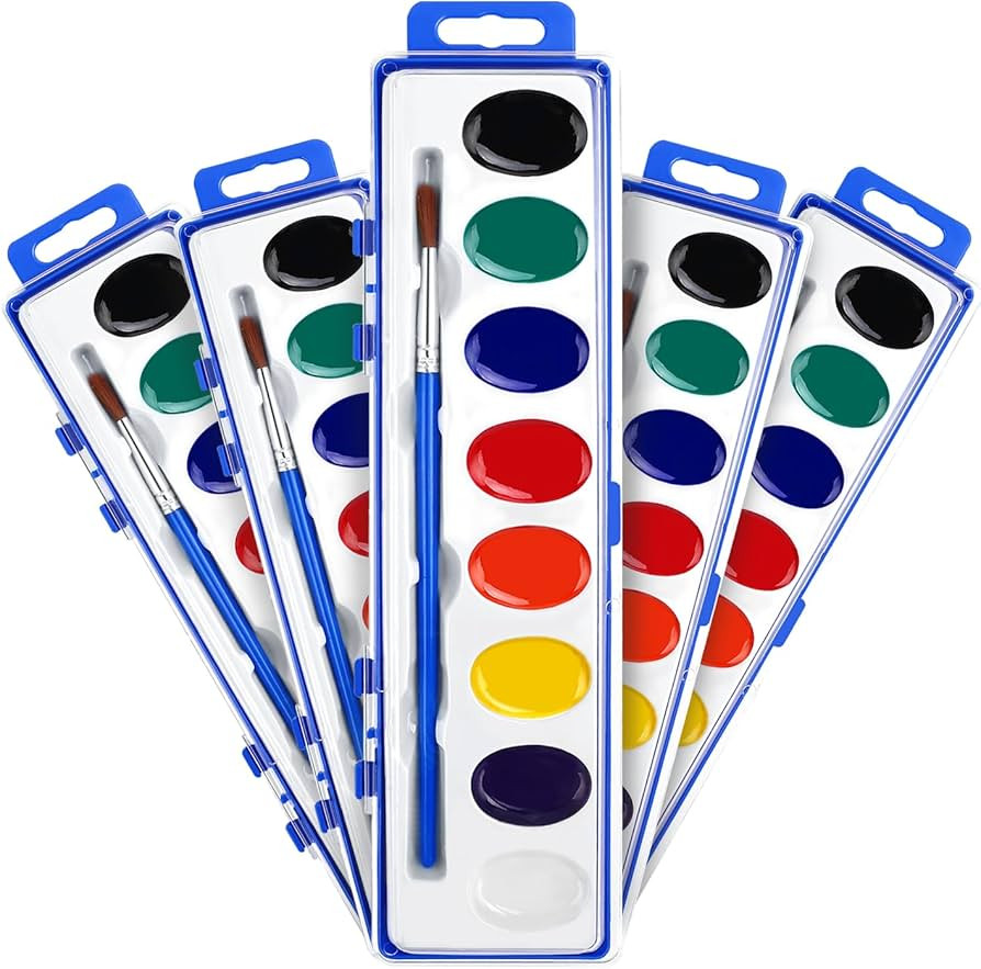 FUMILE Watercolor Paint Set Bulk,5 Pack,8 Colors Watercolors Paint with Paintbrush.Washable Water... | Amazon (US)