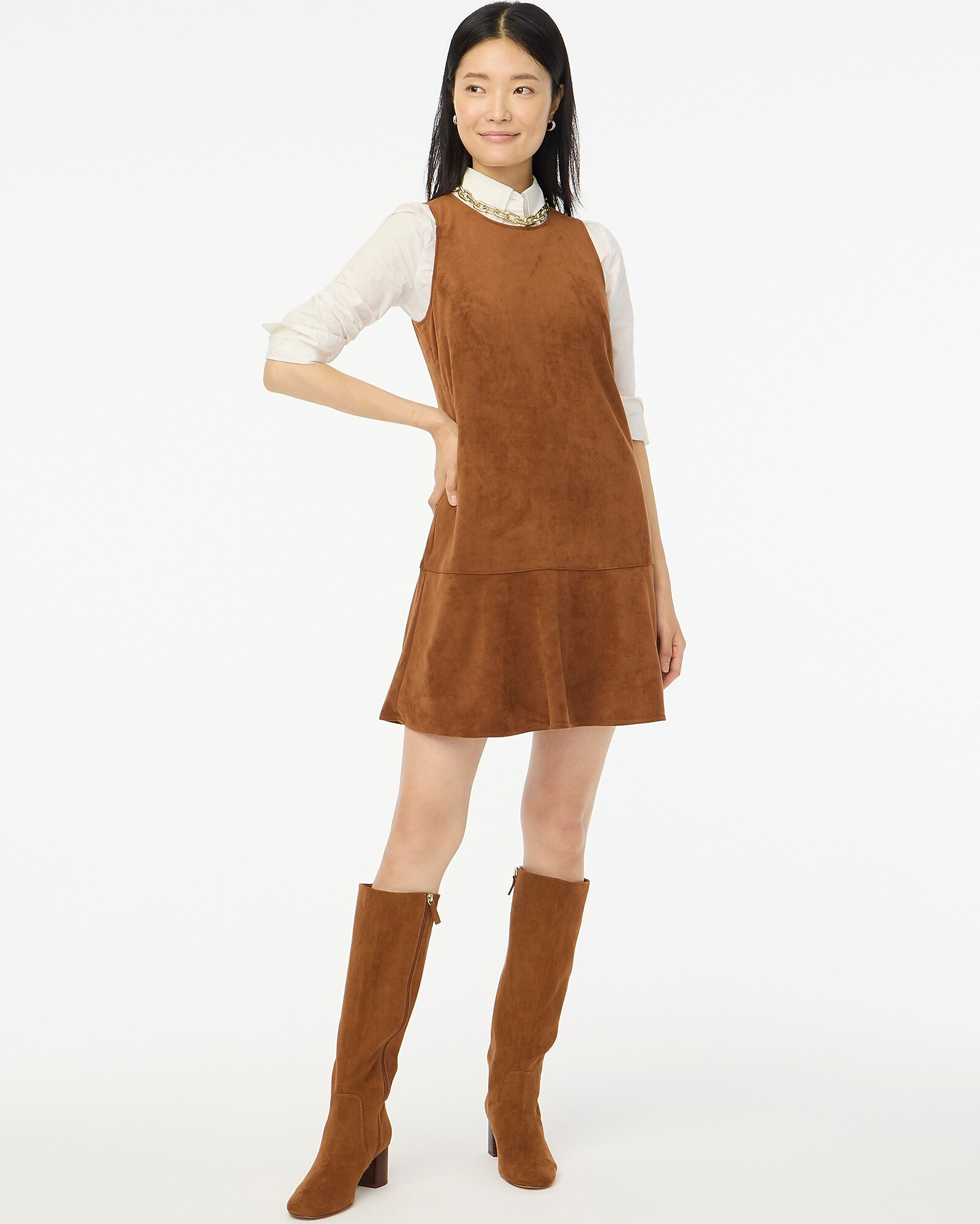 Faux-suede drop-waist mini dress | J.Crew Factory