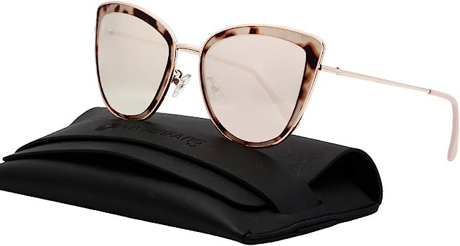 Mirrored Lens Oversized Cateye Sunglasses Fashion Polarized Shades For Women P1891 | Amazon (US)