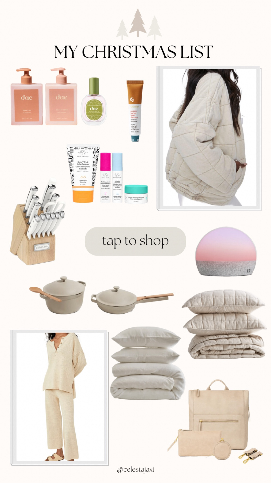 my Christmas list this year!! lots of cozy home things and neutral clothes 🤩 
neutral Christmas gifts Christmas skincare Christmas sets hair Christmas sets cozy bedding neutral bedding neutral pots neutral pans neutral kitchen appliances cozy clothes neutral clothes

#LTKhome #LTKbeauty #LTKunder100