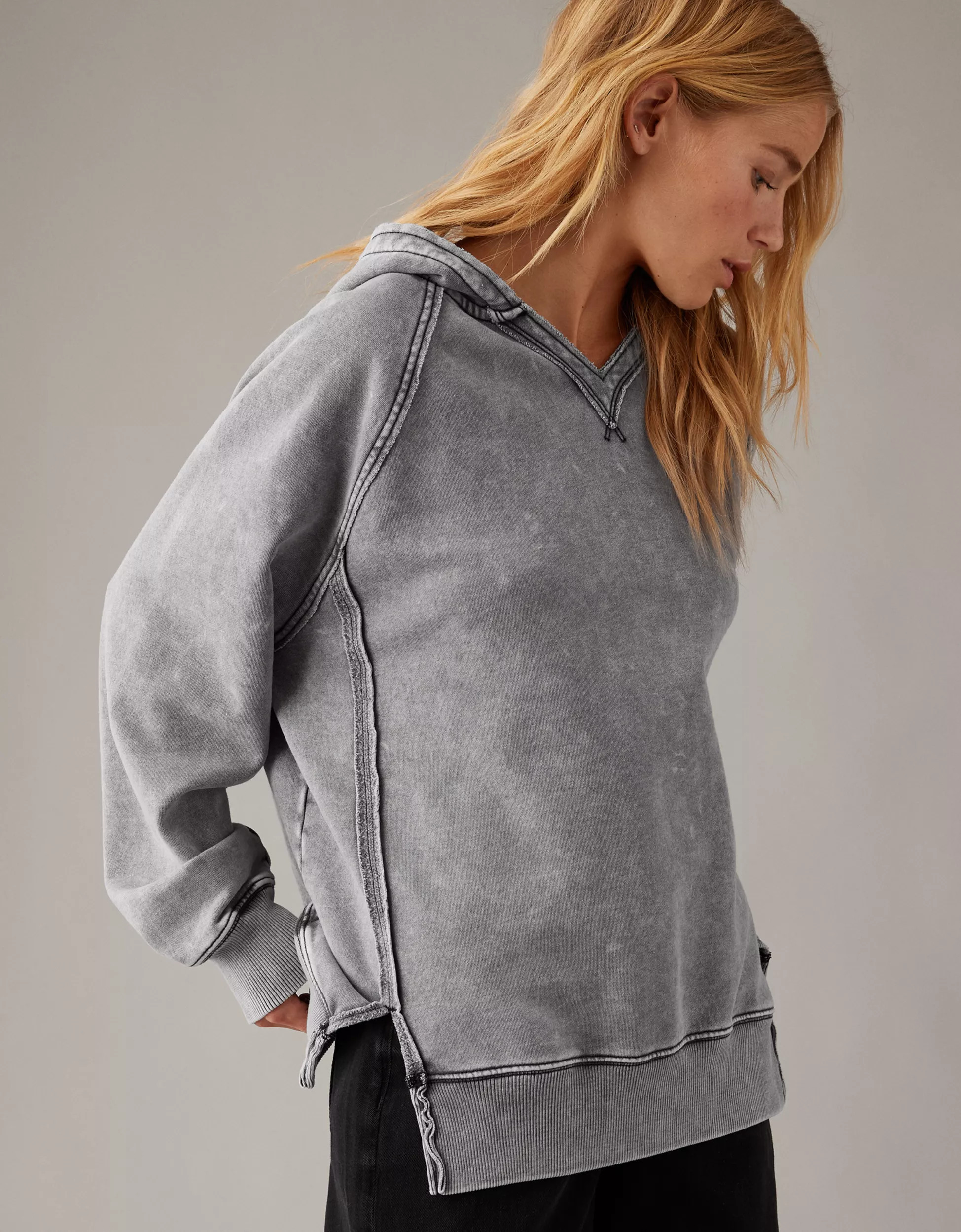 AE Big Hug Oversized Notch Neck Hoodie | American Eagle Outfitters (US & CA)
