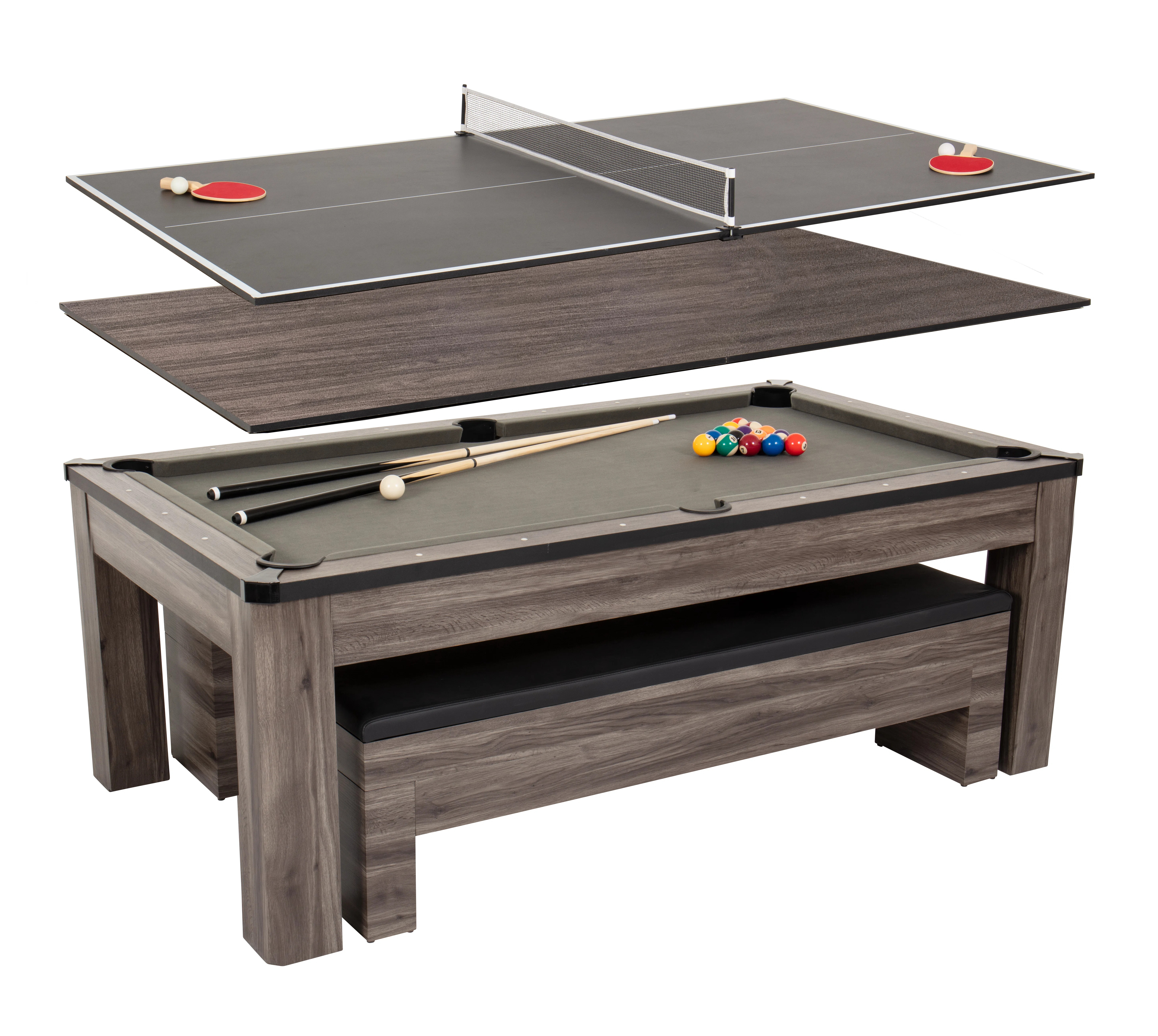 Atomic 7' Hampton 3-in-1 Combination Table Includes Billiards, Table Tennis, and Dining Table wit... | Wayfair North America