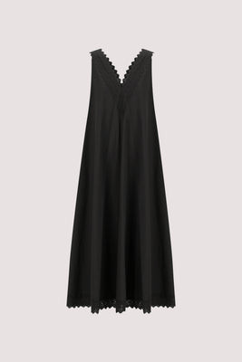 ANNABEL BLACK SLEEVELESS V NECK MIDI DRESS | DISSH
