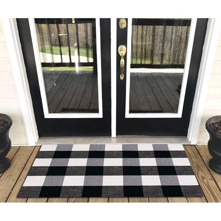 Ukeler Buffalo Check Rug - Cotton Washable Porch Rugs Durable and Washable Outdoor Rugs Door Mat ... | Walmart (US)