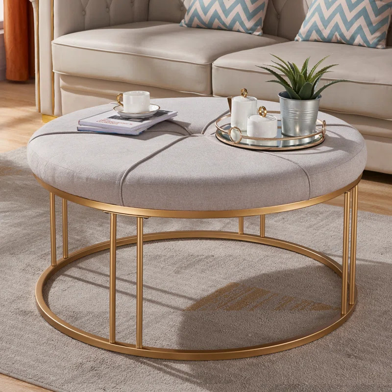 Timucin 36'' Wide Tufted Round Cocktail Ottoman | Wayfair North America