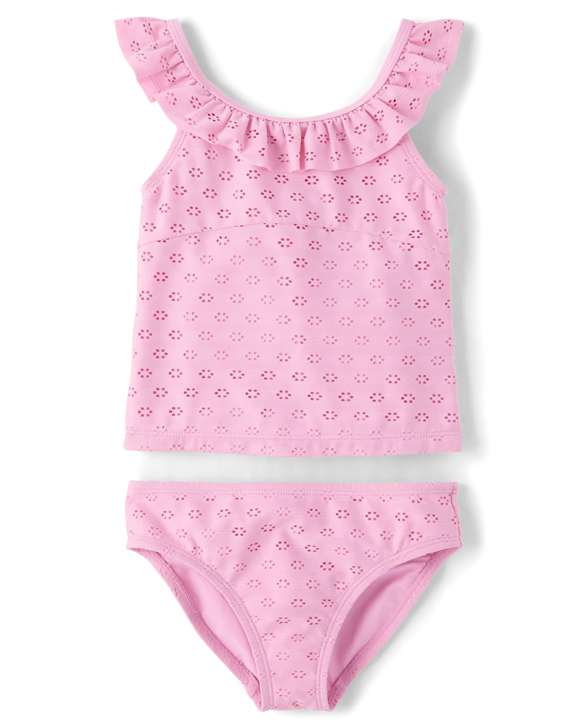 Girls Ruffle Eyelet Tankini Swimsuit - pink | The Children's Place