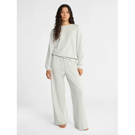 No Boundaries Sleepwear Long Sleeve Top and Pants Set, 2-Piece, Women’s | Walmart (US)