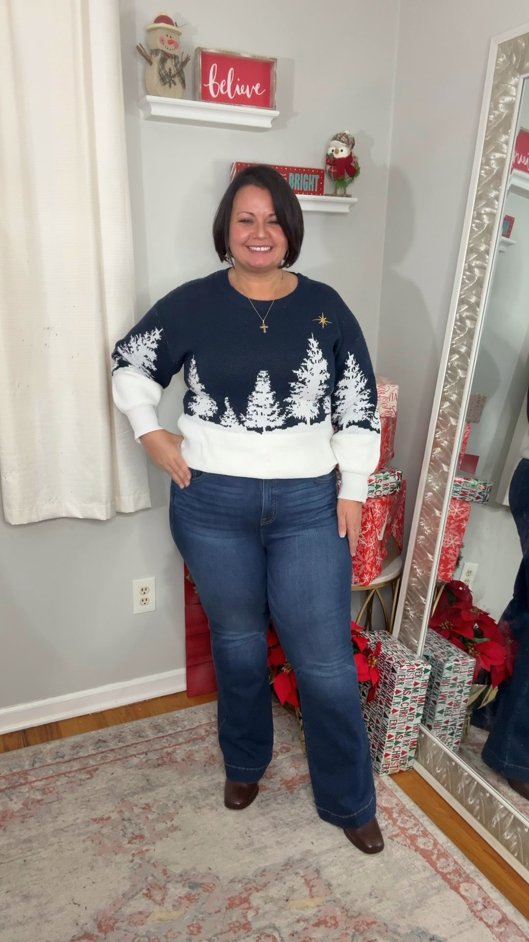 Remember, if you don’t FEEL good in the clothes you put on in the morning, you’ll feel UNCOMFORTABLE all day. 
.
Wear what makes you feel good. 
.
I got the wide legged jeans and I thought I would like them, and maybe with a different top or shoes I still will. But this morning, I just wanting feeling it. 
.
But once I put these @torrid jeans on, I felt put together. It just felt right. 
.
So it’s ok to change course a bit. Because when you feel comfortable you feel confident. 👖💙
.
#confidenceiskey #denimstyle #teacherootd

#LTKMidsize #LTKSeasonal #LTKselfcare