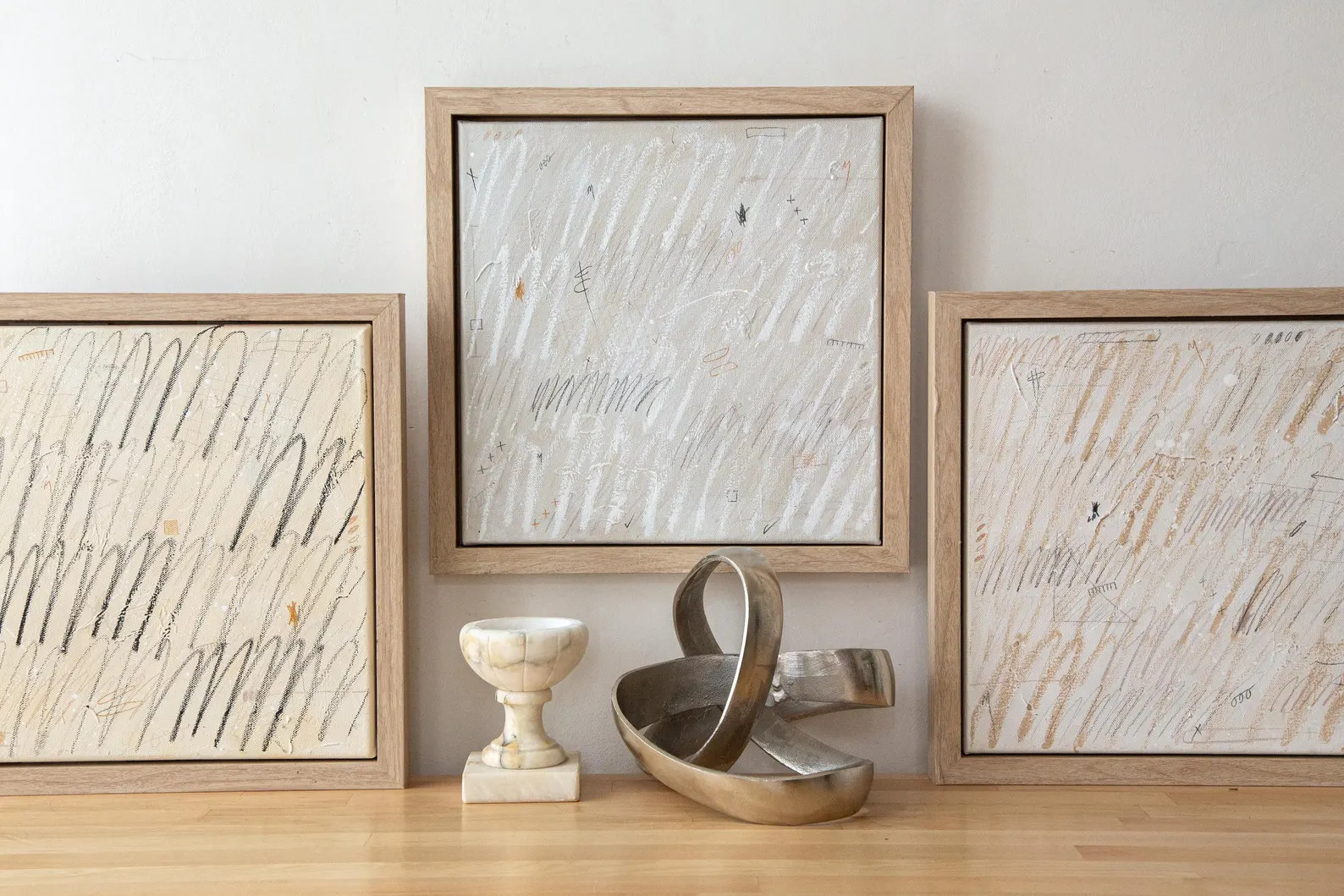 Framed Textured Abstract Paintings on Canvas / Neutral Square Minimalist Paintings / Original Con... | Etsy (Global)
