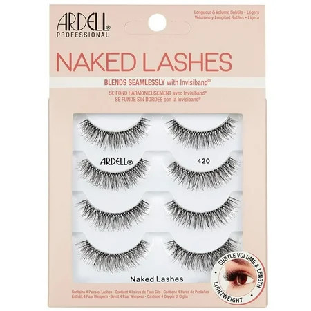 Ardell Naked Lashes 420 Multipack Lightweight Natural Look Invisiband for Comfort Perfect for Everyday Wear 4-Pairs 1-Pack | Walmart (US)