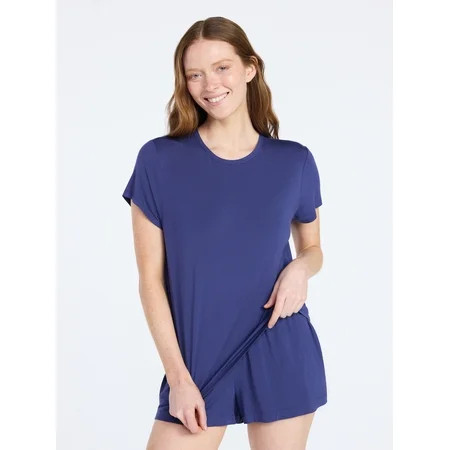 Joyspun Women’s Scoop Neck Sleepwear Modal Tee with Short Sleeves, Sizes S-3X | Walmart (US)