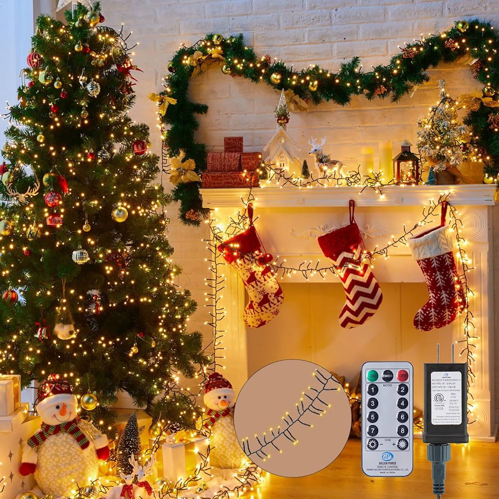 Christmas Tree Lights Outdoor Cluster Lights - 1000 LED 50 Ft Christmas Firecrackers String Light... | Amazon (US)