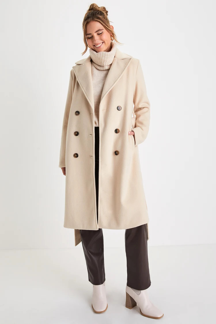 Season of Sophistication Cream Double-Breasted Coat | Lulus