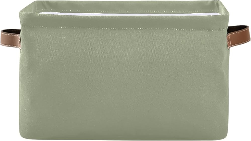 xigua Sage Green Solid Color Storage Basket, Durable Canvas Organizer With Handles Large Collapsi... | Amazon (US)