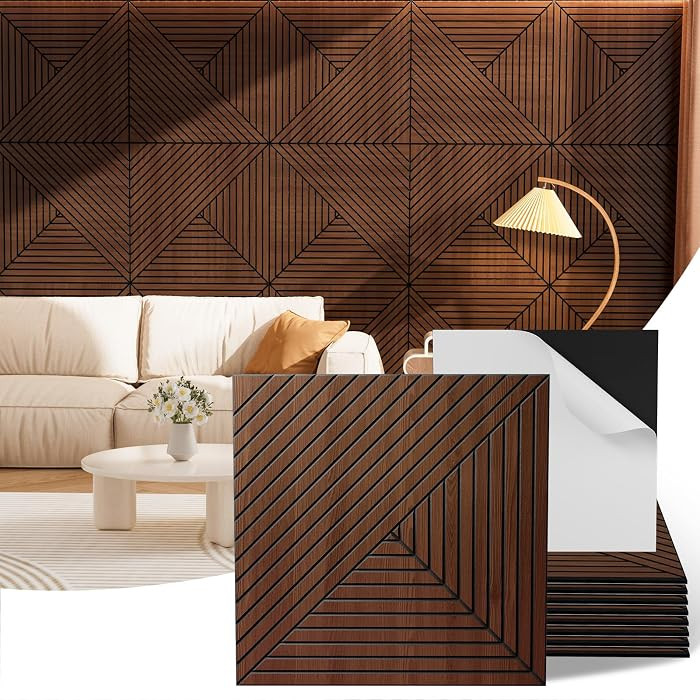 Acoustic Wall Panels, 8 Piece 23.62"X 23.62" PVC Peel and Stick Wall Panels | Amazon (US)