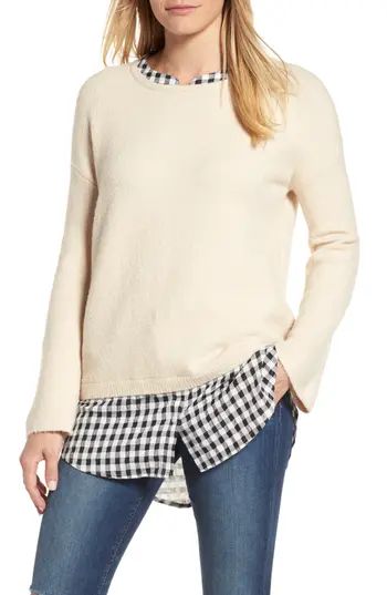 Petite Women's Caslon Layered Look Sweater, Size Small P - Brown | Nordstrom